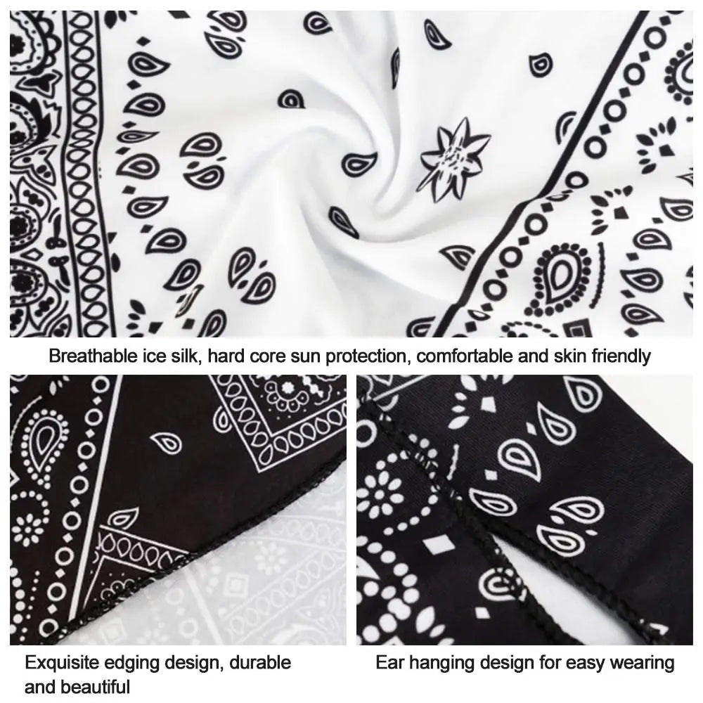 Windproof Breathable lce Silk Bandana Elastic Hanging Ear Cool Face Scarf Cycling Balaclava Men Women Quake