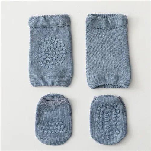 2Pcs Slip Toddler Anti Sock For Girls Boys Soft Newborn Baby Girl Boy Sport Socks and Knee Infant Set Summer Spring New Quake B284 Blue 0-12Months(S)
