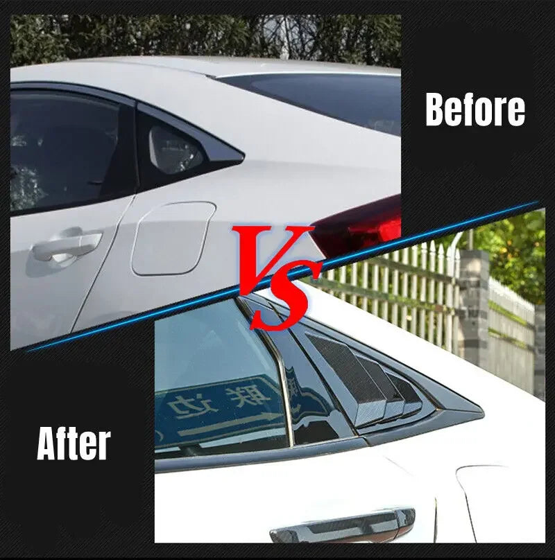 For Honda Accord 10th Gen 2018-2021 Car Rear Louver Window Side Shutter Cover Trim Sticker Vent Scoop ABS Carbon Fiber Black Quake