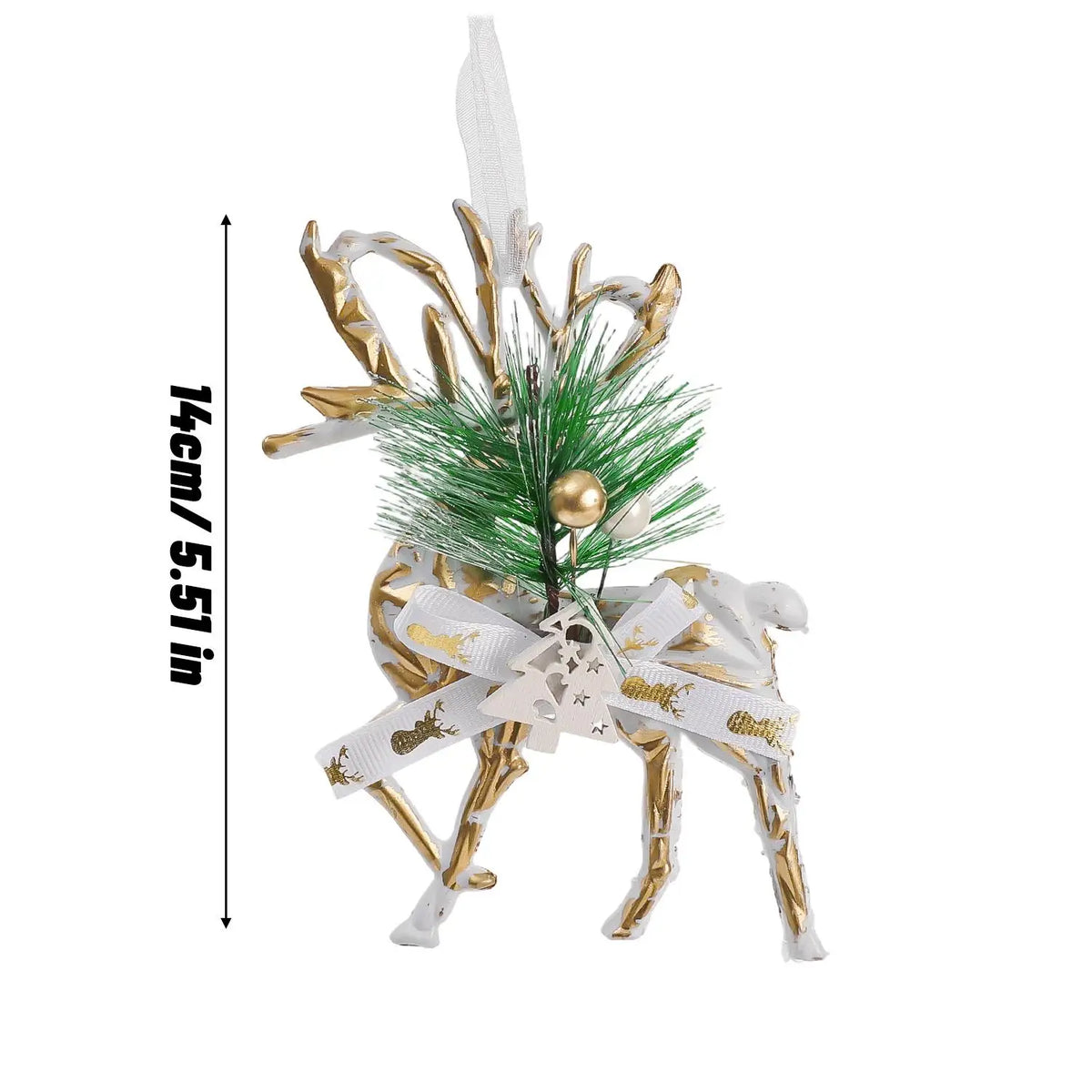 Platinum Retro Style Christmas Pendant Xmas Tree Hanging Ornaments Glitter Elk Snowflake Pendants DIY New Year Party Home Decor Quake Elk 5PCS