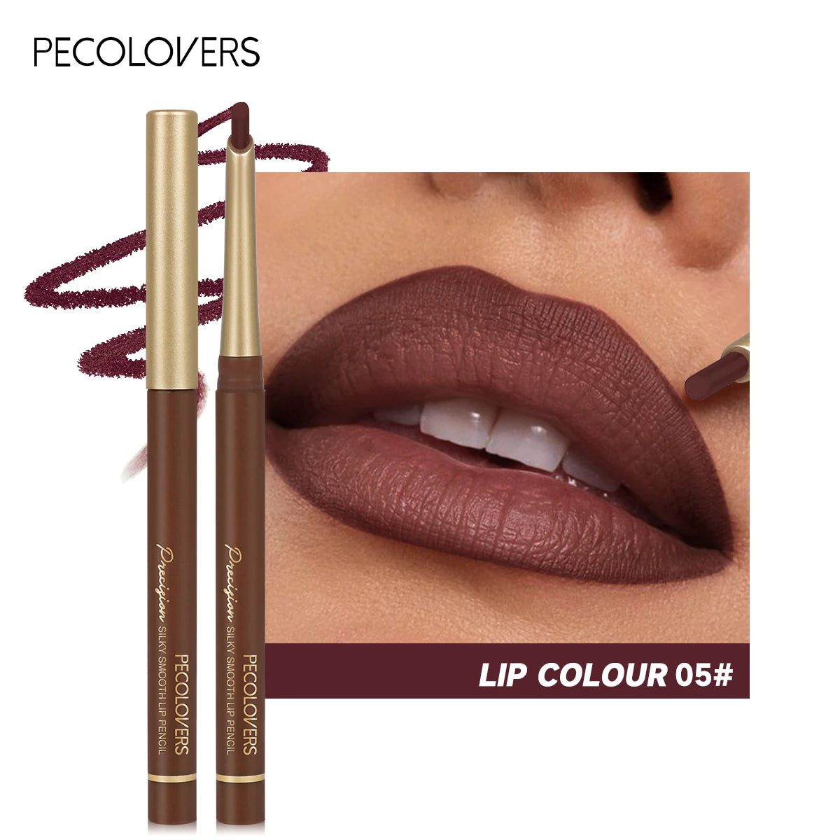 Matte 6-colors Lip Liner Pencil Bevel Design Nib Lip Contour Lipstick Nude Brown Lipstick Pencil Natural Lasting Lipliner Makeup Quake 05