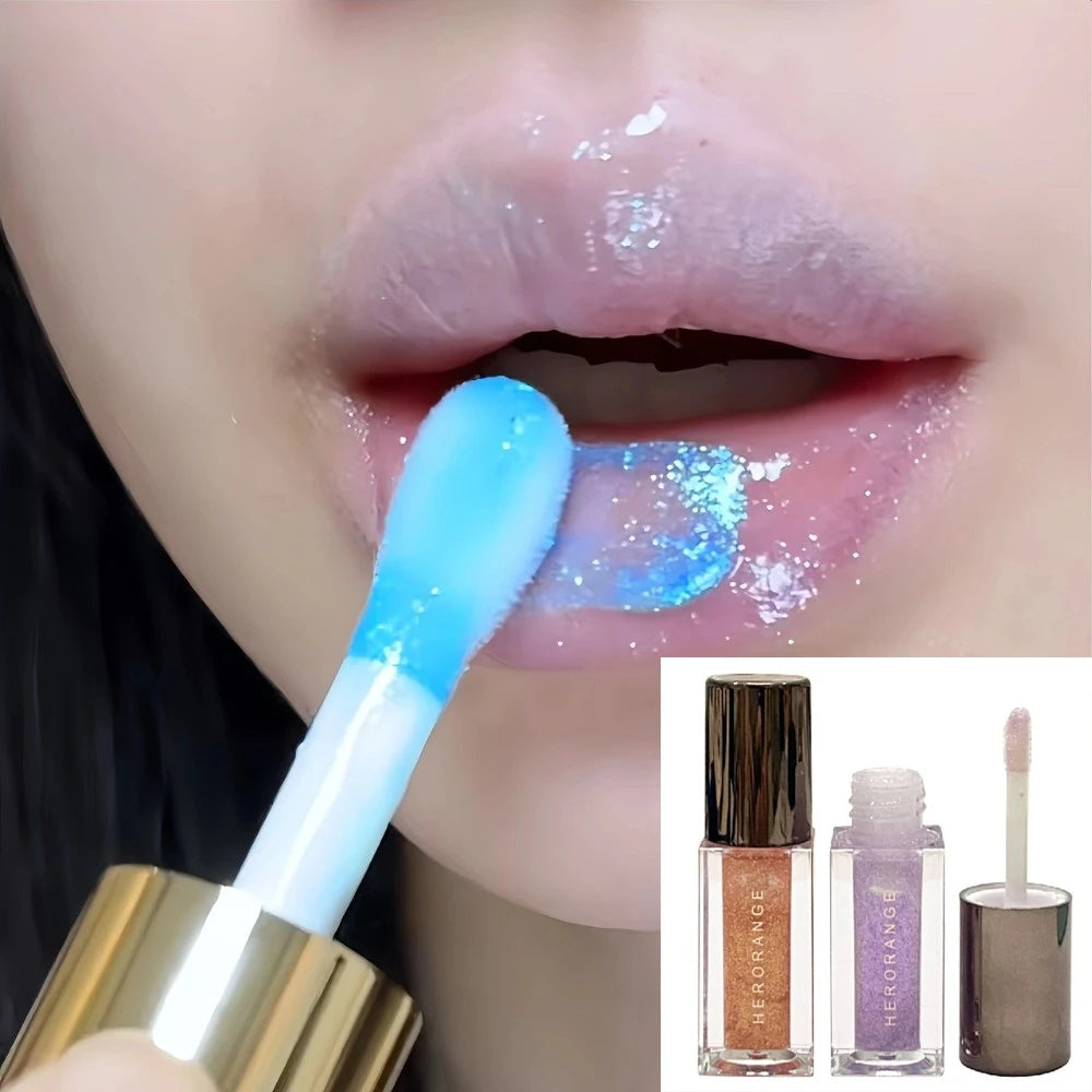Sparkle Long-Lasting Lip Gloss Non-Fading Moisturizing Liquid Lipstick Non-Sticky Clear Lip Glaze for Women Quake