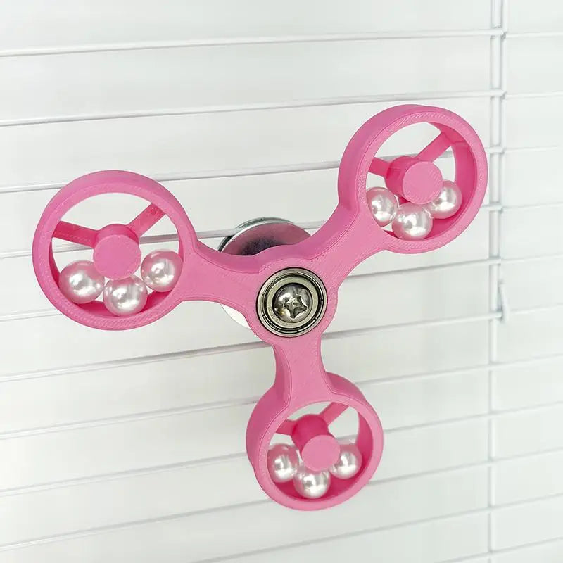 1Pcs Cockatiel Conure Parakeets Interactive Bird Toys Rotating Spinner Wheel Parrot Toy DIY Accessories For Bird Cage Quake pink