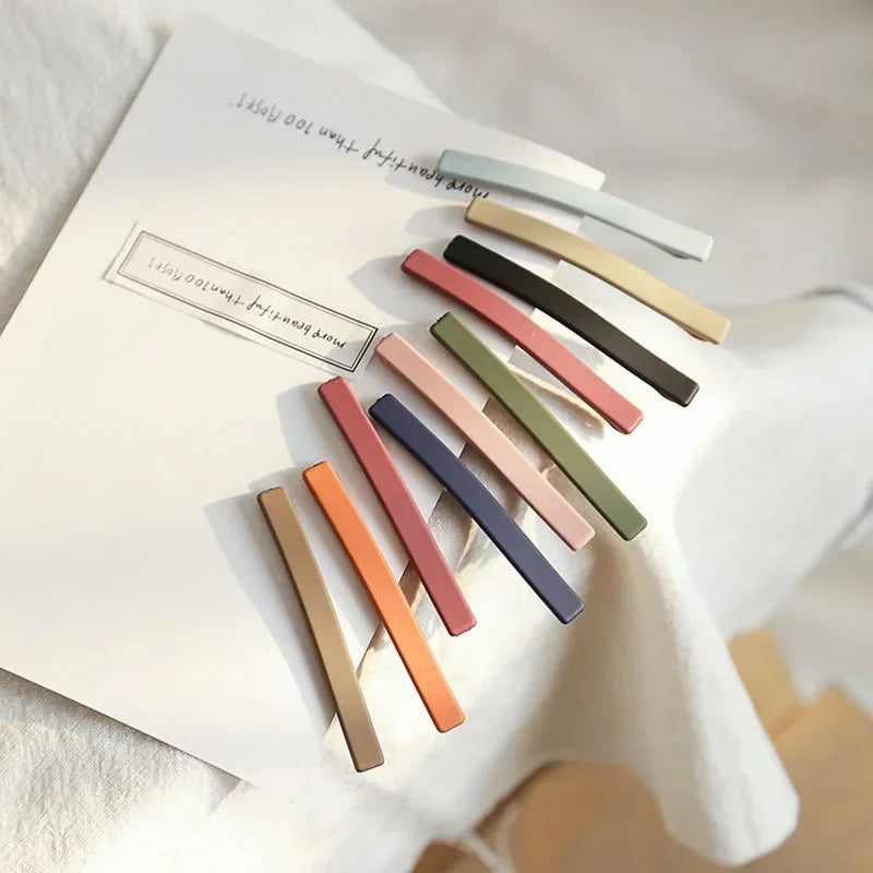 Simple Korean Fashion Hair Side Clip Women Girls Basic Bangs Fixed Hairpin Candy Color Matte Hair Styling Accessories Barrettes Quake