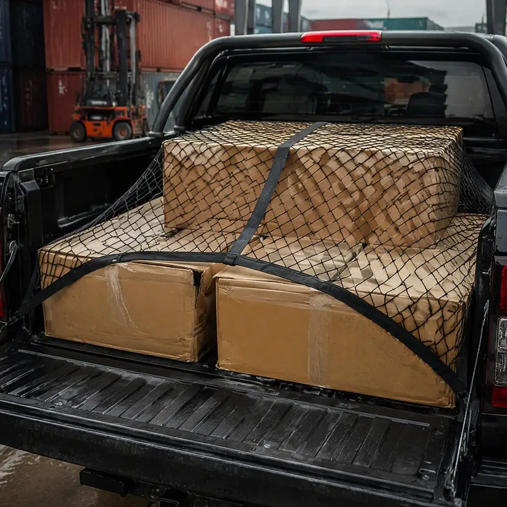 Pickup Truck Bed Organizer Truck Cargo Net with 4 Hooks Elastic Truck Bed Organizer Stretchable Net Car Floor Boot Trunk Storage Quake