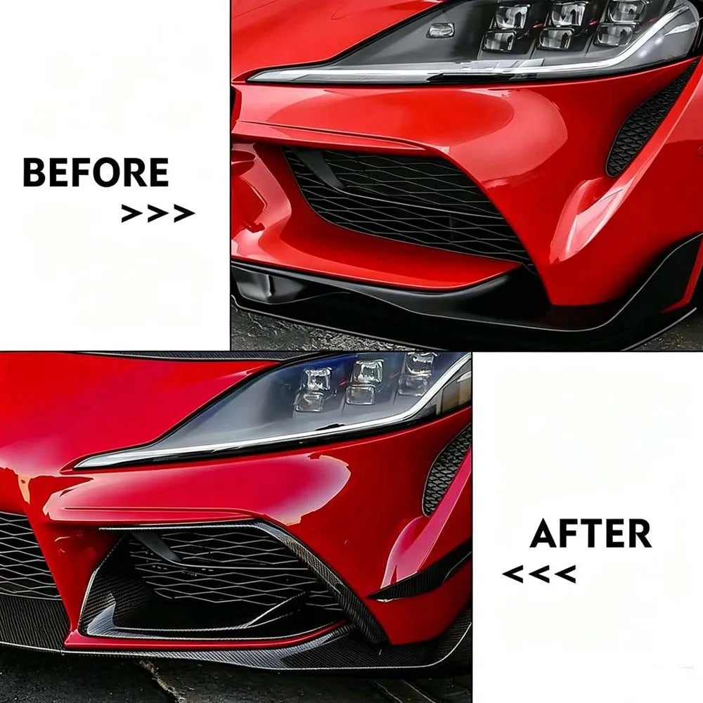 2PCS For Toyota GR Supra A90 A91 MK5 2019-2026 Front Bumper Lower Garnish Cover Trim ABS Carbon Fiber Style Car Accessories Part Quake