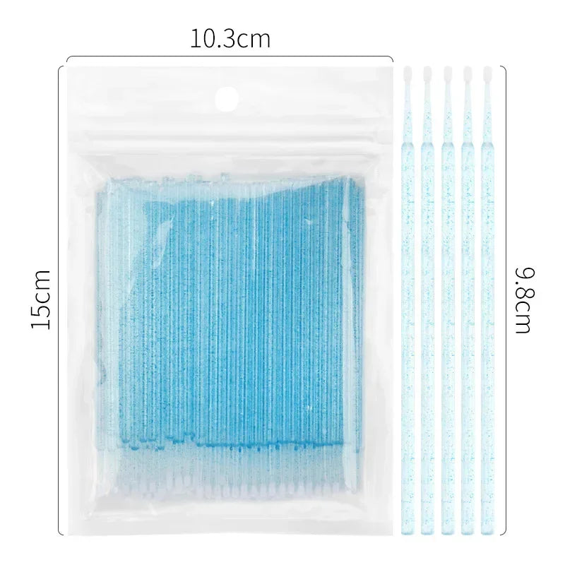 vvocci Disposable Microbrush Eyelash Extension Tools 500/1000pcs - Crystal Swab Lash Grafting & Removal Applicators Quake