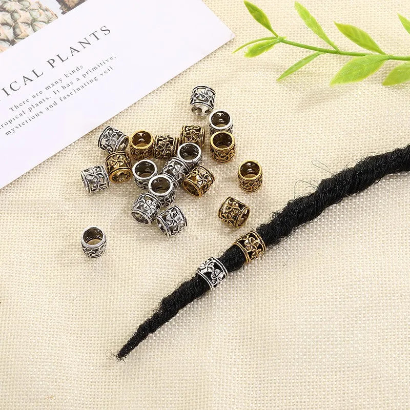 5 Pcs Hair Braids Reggae Dirty Braid Decorative Beads Styling Tools Silver Gold Dread Dreadlock Beads Rings for Hair Accessories Quake