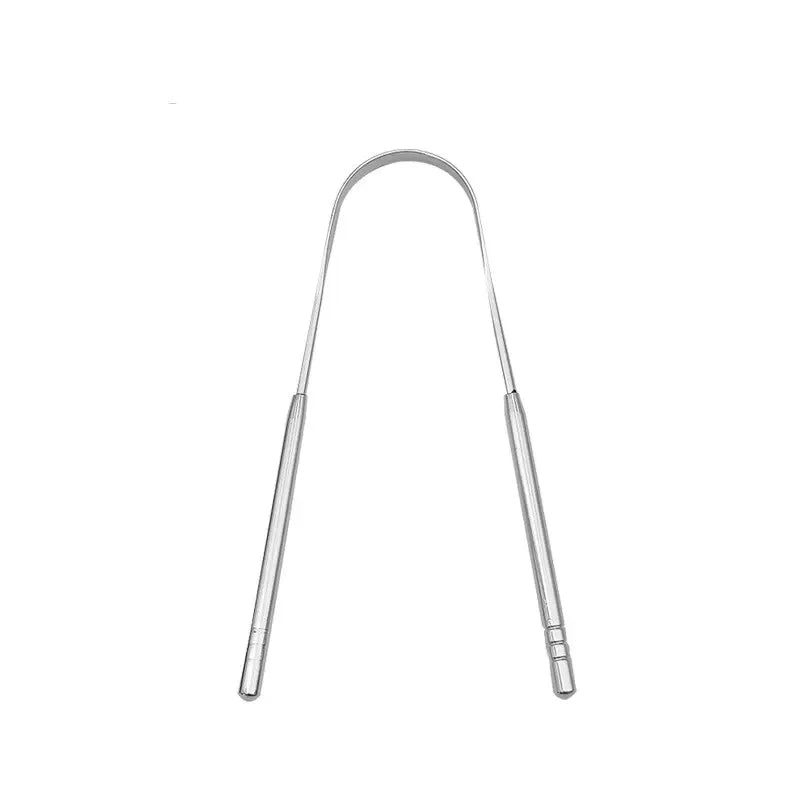 Toothbrush Oral Hygiene Care Tools Tongue Scraper U-shaped 4 Colors Stainless Steel Metal Fresh Breath Cleaning Coated Tongue Quake M24 Silver
