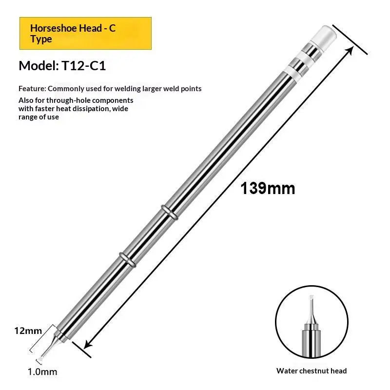1Pcs T12 Multiple Styles Integrated Soldering Iron Tips Fast Heat Conduction Easy Tinning For DIY Electronic Repair Projects Quake T12 BC1