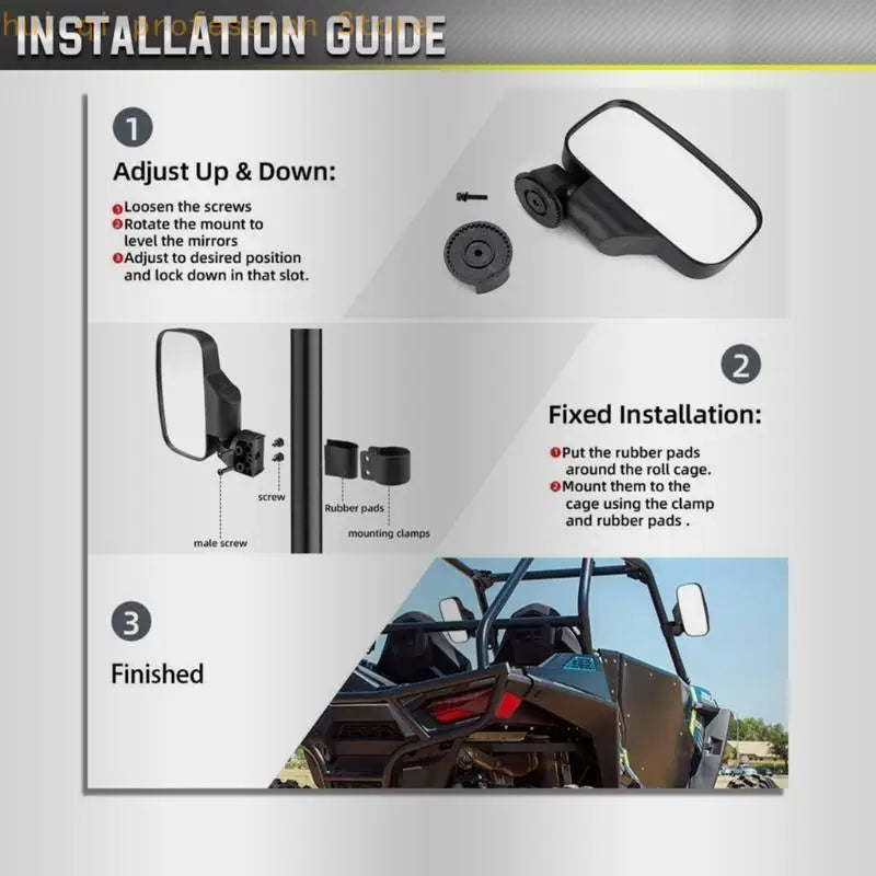 1Pair UTV Glass Set, Side Glass & Large Wide Rear View Glass for Club Car with 1.6“-2“ Roll Bar Cage H8WE Quake