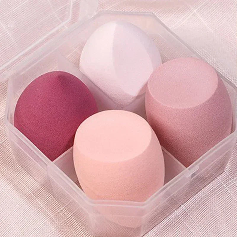 vvocci 4Pcs Beauty Makeup Sponge Set - Soft Cosmetic Blender Puffs for Liquid Foundation, Powder & Cream, Reusable Face Tools Quake M81 Pink with Box
