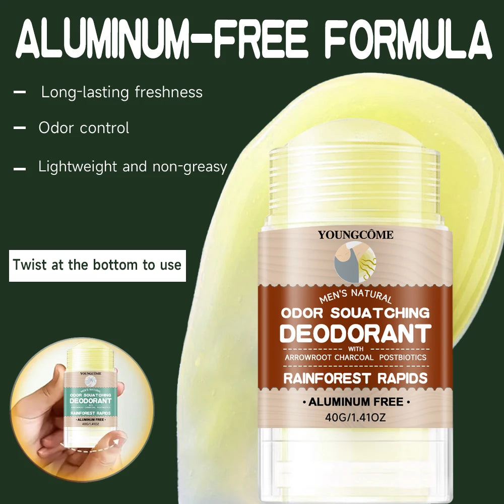 Men's Natural Deodorant Stick Anti Sweat Keep Dry Lasting Fragrance Remove Armpit Odor Underarm Refresh Stick Fade Body Odor Quake