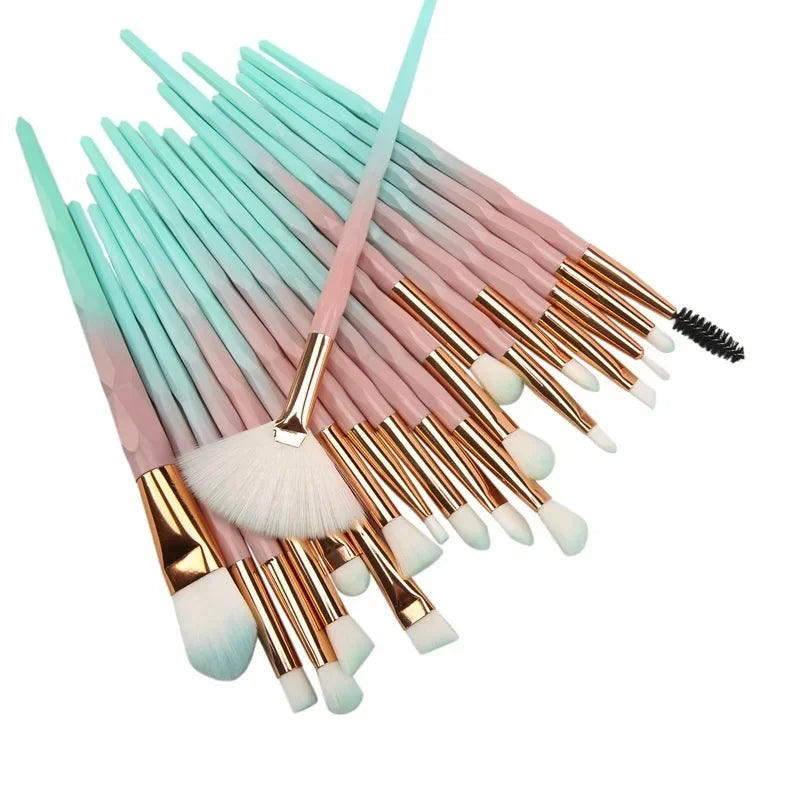 20Pcs/Lot Rhinestone Makeup Brushes for Eye Shadow Powder Foundation Lip Professional Cosmetic Beauty Make Up Brush Tools Quake