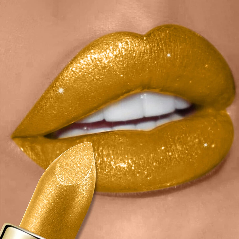10 Colors Glitter Lipstick Waterproof Long Lasting Diamond Pearlescent Metallic Lipstick Lipgloss Women Lips Makeup Cosmetic Quake 09