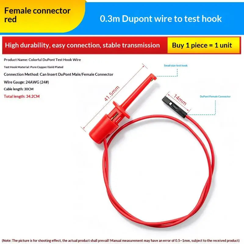 1Pcs Electrical Test Hooks With Male Female Connector Wire Transistor Tester Probe Clip For Multimeter Instrumentation Quake J