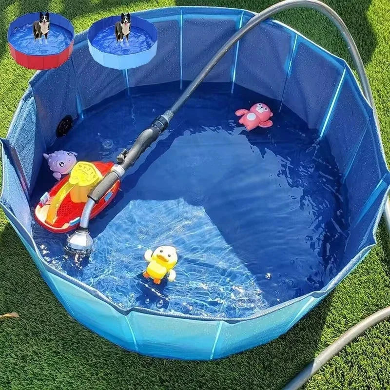 Portable Foldable Outdoor Pet Cleaning Pool - Hard Plastic Swimming & Bathing Tub - Ideal for Pet Baths & Kiddie Fun Quake
