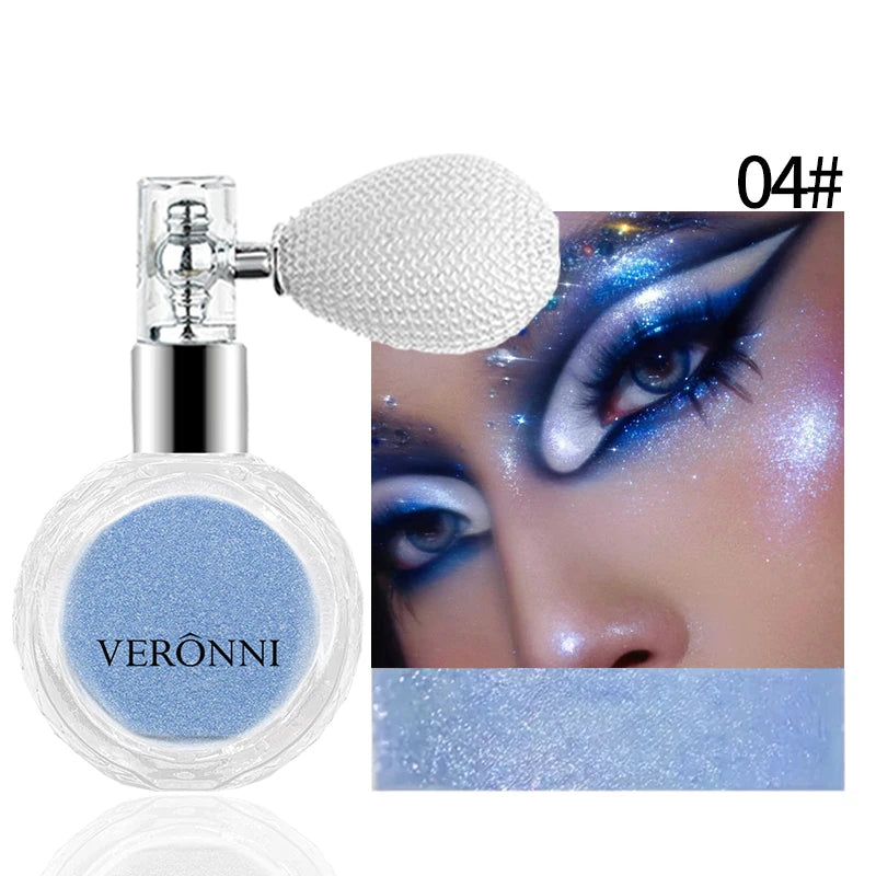 Fashion Highlighter Powder Spray High Gloss Glitter Powder Spray Shimmer Sparkle Powder Makeup for Face Body Highlight Makeup Quake 04