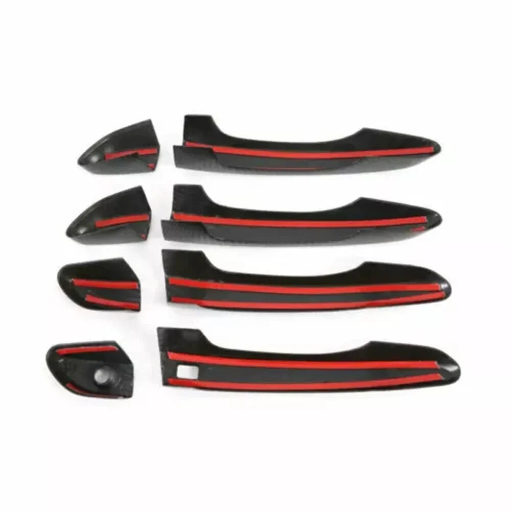 For Hyundai Tucson 2015 2016 2017 2018 2019 2020 Car Carbon Fiber Style Exterior Door Handle Moulding Cover Trim Decor ABS Auto Quake