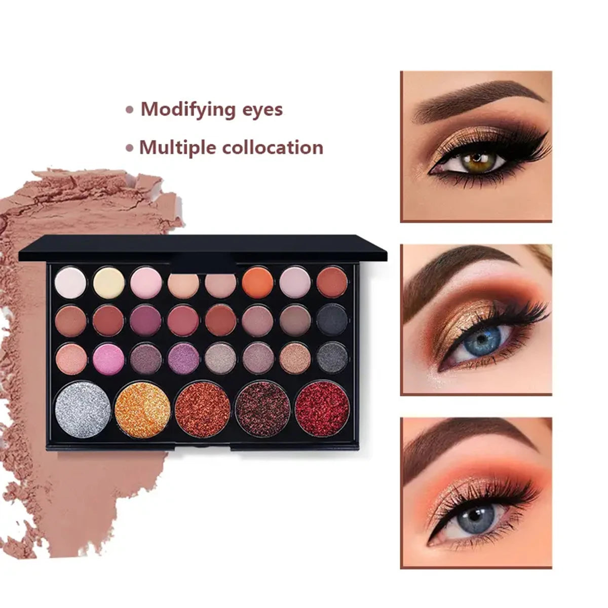 29 Colors Eyeshadow Palette Set with Mascara Eyeshadow Brush Earth Color Waterproof Long Lasting Music Festival Cosmetics Makeup Quake 29 Colors 01