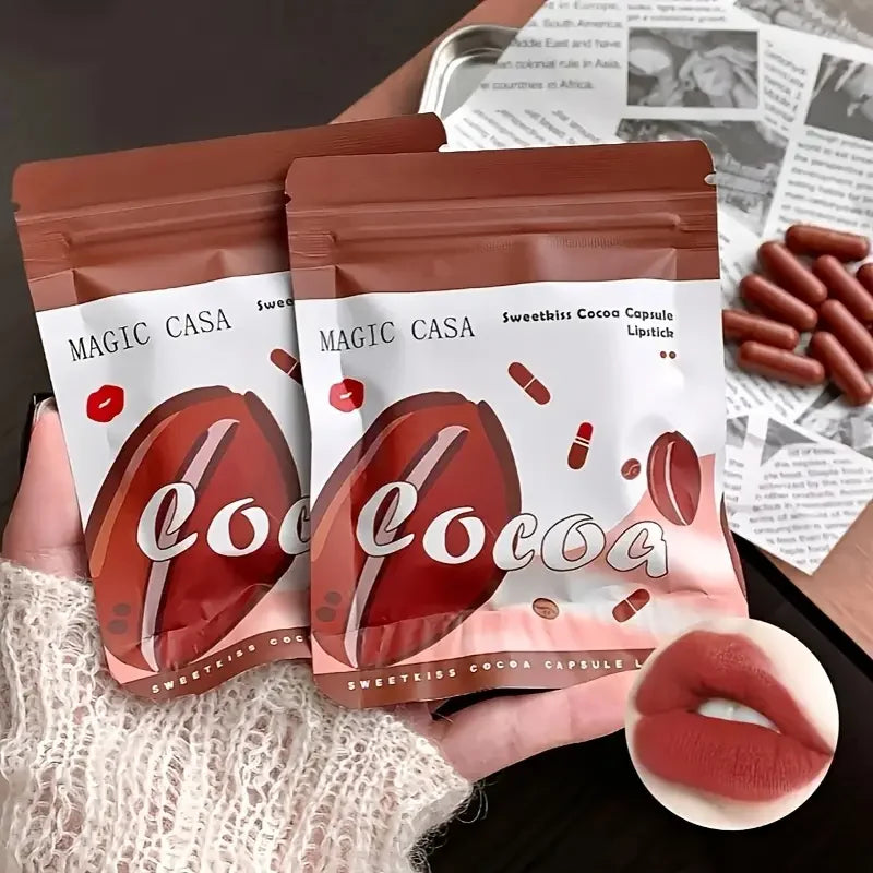 10Pcs Chocolate Mini Lipstick Set,Long-Lasting Matte Velvet Lipstick,Creamy Texture,Non-sticky Cup Design for all Skin Types Quake