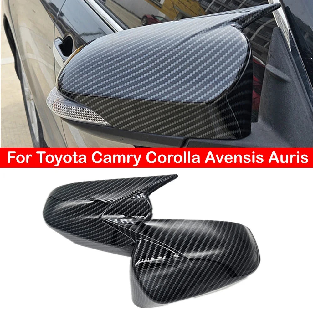 For Toyota Camry Corolla Avensis Auris Car Sticker Rearview Side Mirror Cover Wing Cap Exterior Door Rear View Case Trim Carbon Quake