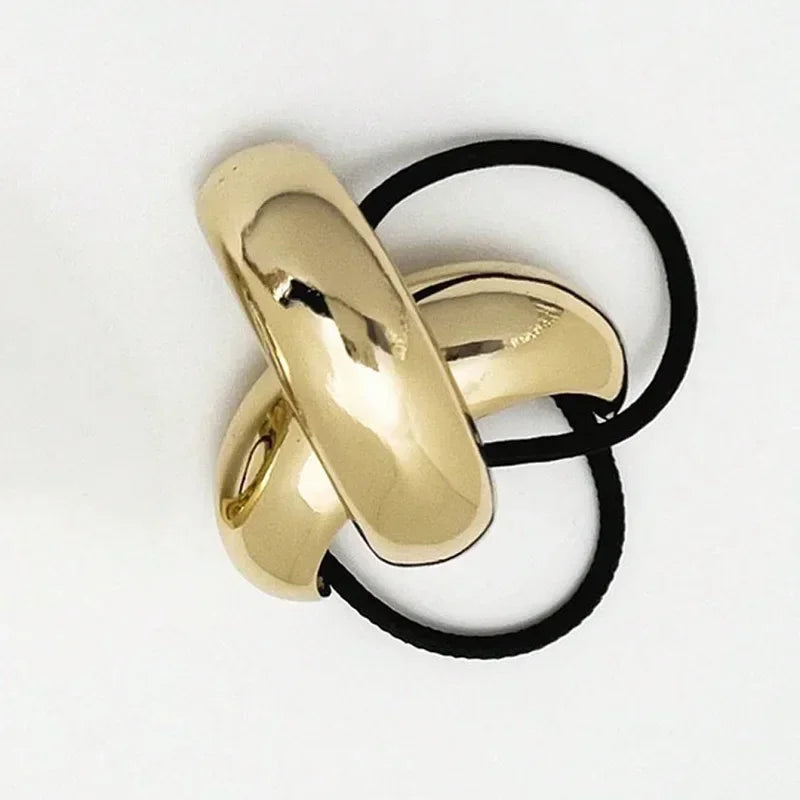 Punk Geometric Metal Ponytail Holder Scrunchie Women Girls Simple Hairbands Stretchy Headband Fashion Personality Accessories Quake