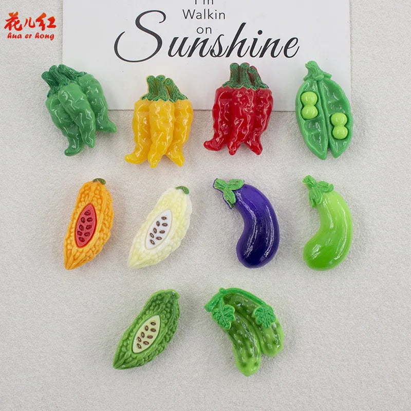 20Pcs Miniature 3D Vegetable Flatback Resin Cabochon For Phone Decoration DIY Scrapbooking Jewelry Craft Dollhouse Accessories Quake
