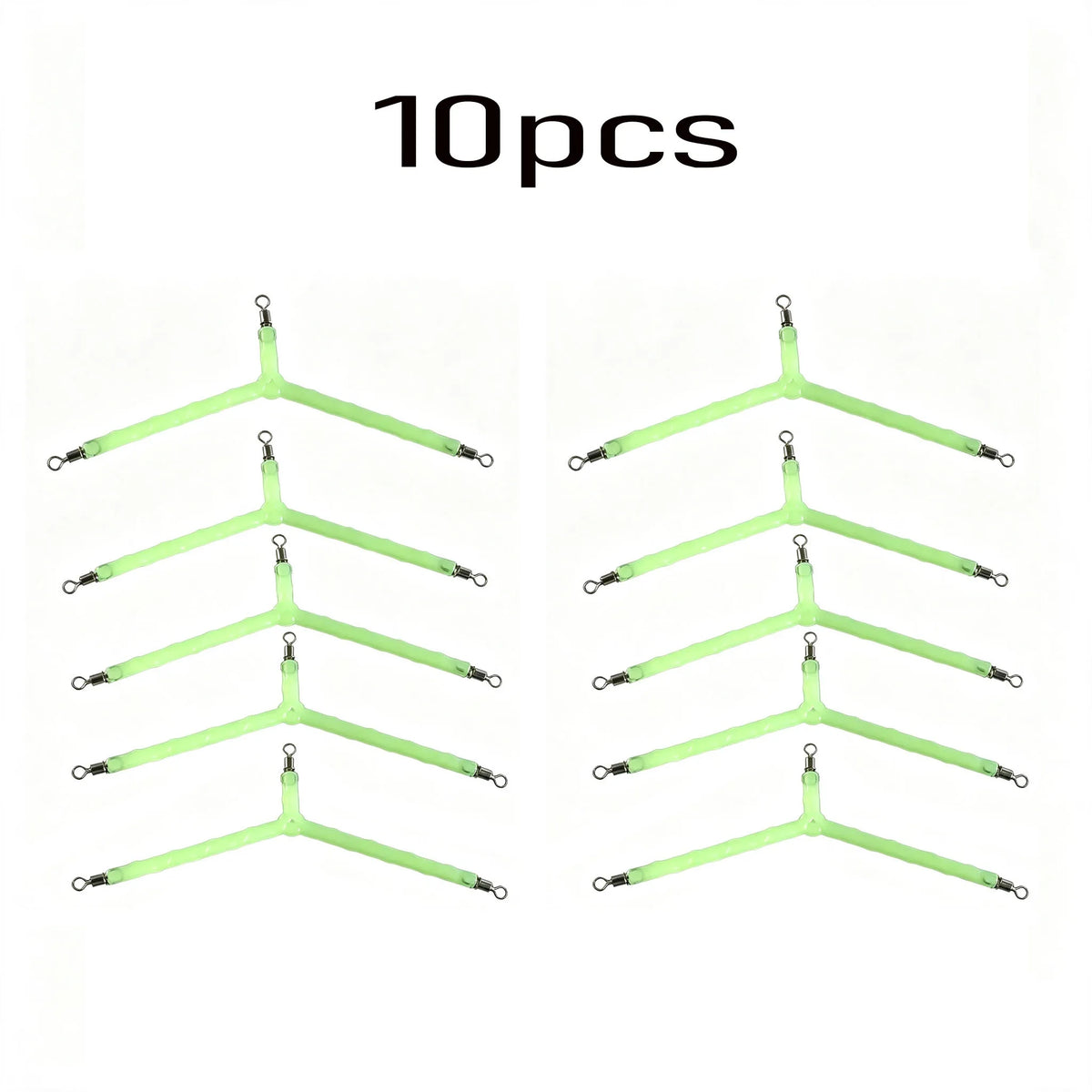 Luminous Stainless Steel Splitter, Line Divider, Hook Separator, Balance Accessory for Sea Fishing, Boat Fishing, White Bait Fishing Gear Quake Yeguangtianping10Pcs