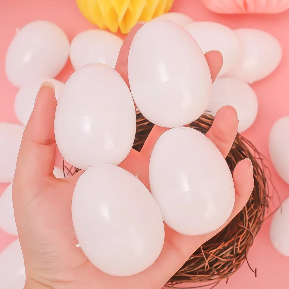 36/12PCS White Easter Filling Eggs DIY Easter Decoration Egg Plastic Empty Simulation Eggshell Game Toys Festival Party Decor Quake