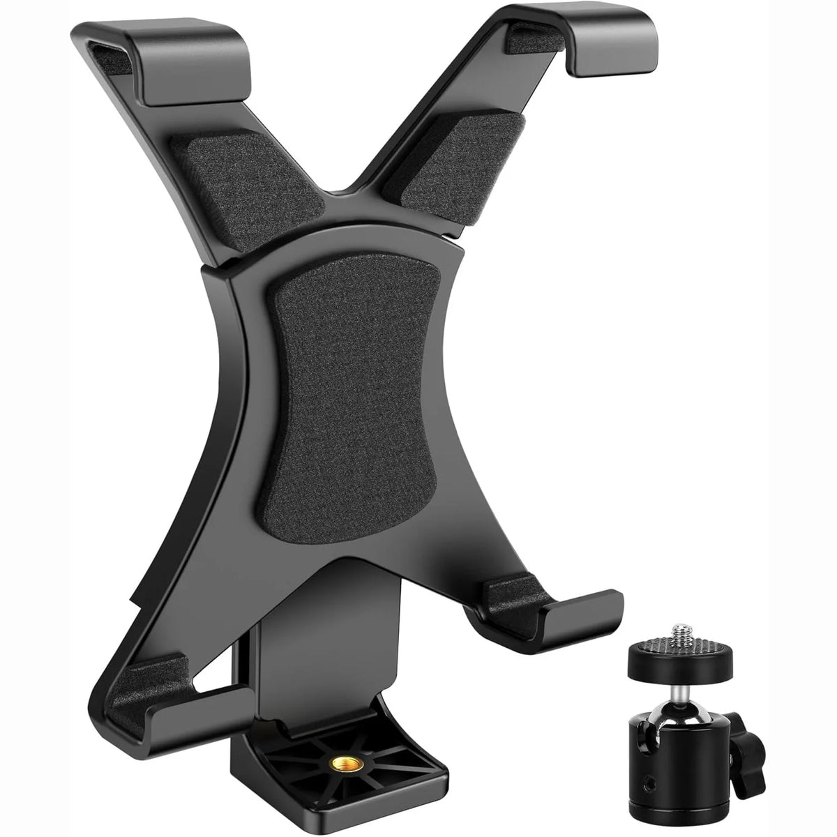 Universal Tablet Stand Adapter with Vientiane Gimbal for Tripod/Single Leg Stand Compatible with iPad/Air/Mini and Most Tablets Quake black
