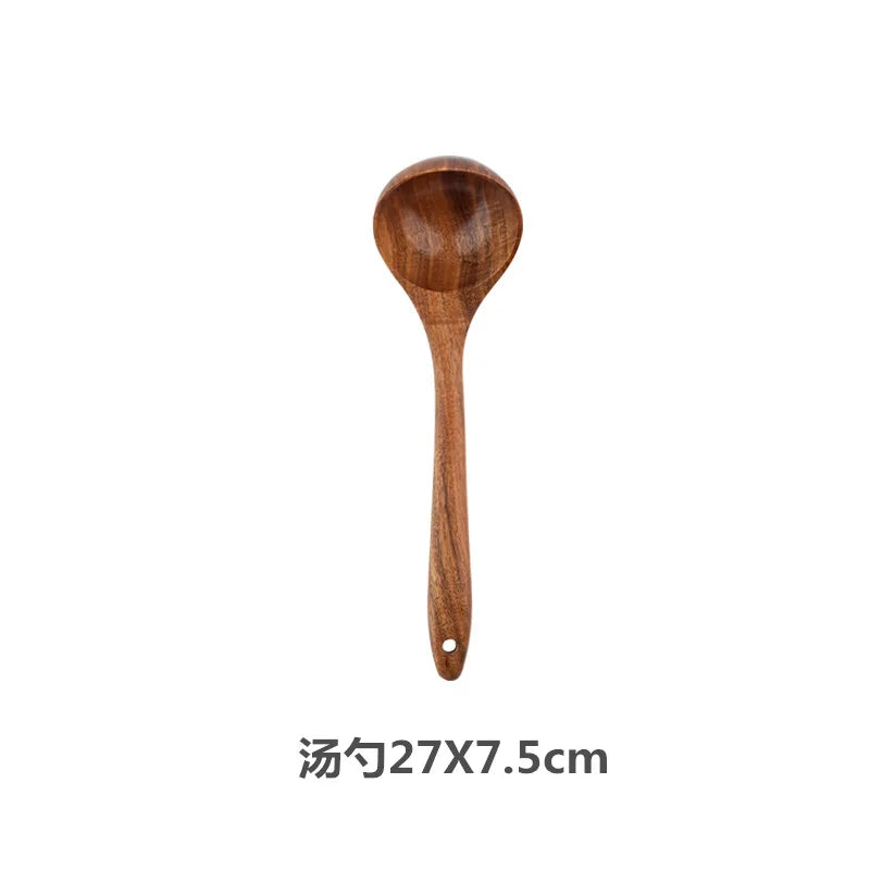 Teak Wooden Spatulas Kitchen Utensils Cooking Utensil Eco-Friendly Wood Spatula for Non Stick Cookware Quake 27x7.5cm