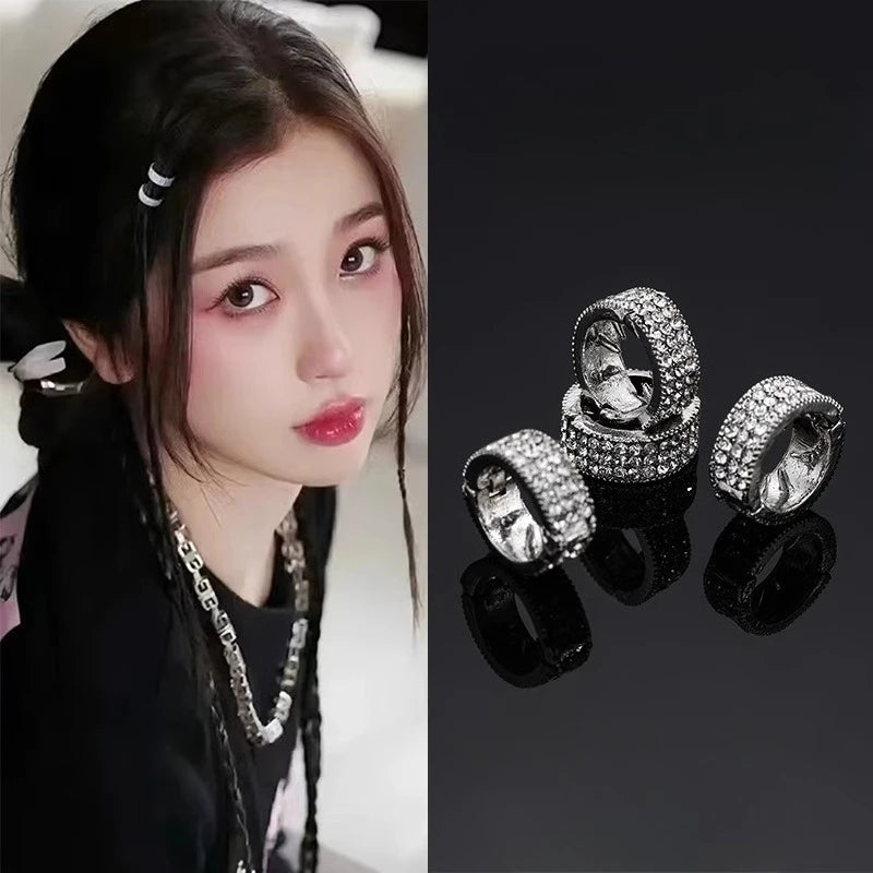 Rhinestone Small Hair Clip High-End Round Braided Hairpin Cool Dreadlocked Hairband Hairpin Hair Styling Accessories Women Girls Quake