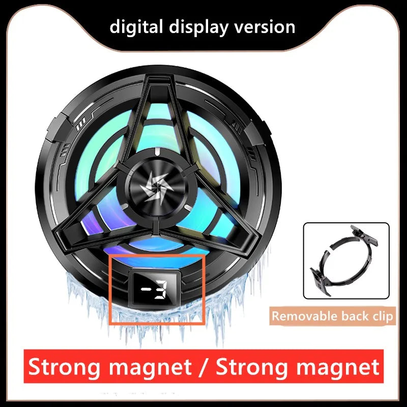 Magnetic mobile phone radiator with temperature display For iPhone Xiaomi Huawei Samsung mobile phone back clip fan game cooler Quake SL17 Digital display