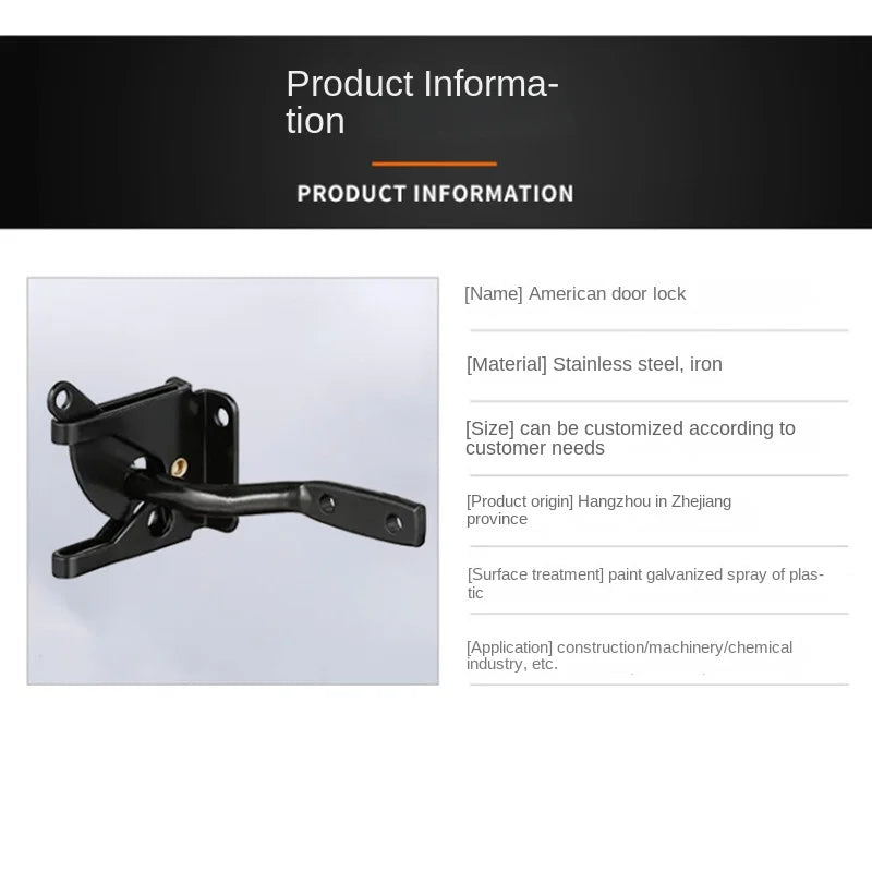 Self Locking Gate Latch Automatic Gravity Lever Fence Gate Lock for Wood Fence Gate Door Latches Steel Black Quake