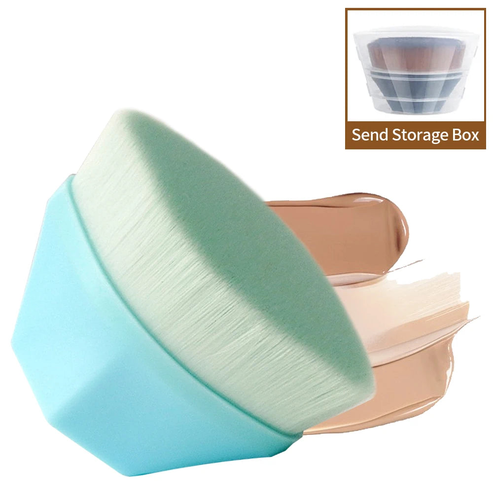 1PC Foundation Brushes Makeup Korean Professional Cosmetics BB Cream Powder Make Up Brush Short Handle Magic Foundation Brush Quake Light Blue