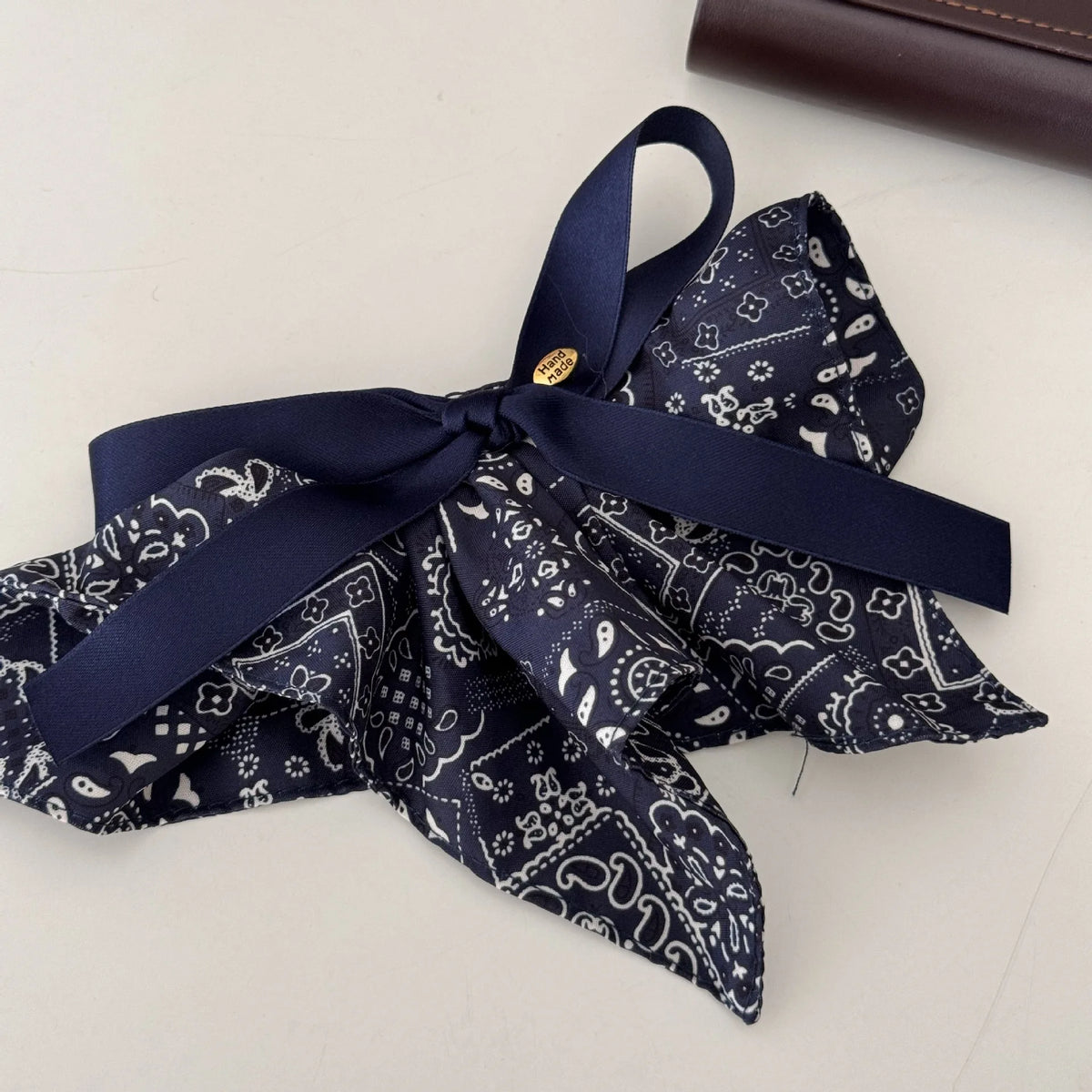 Vintage Floral Bow Ponytail Clip Korean Style Simple Elegant Fabric Pleated Skirt Spring Clip Back of The Head Ponytail Clip New Quake sbe