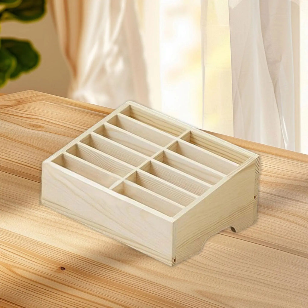 Wooden Cell Phone Holder Storage Box Compact Desktop Container for School Supplies and Repair Shop Convenience Quake