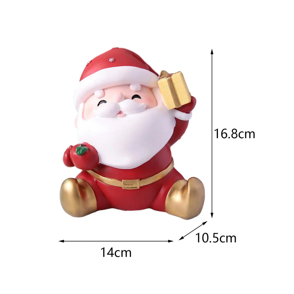 Christmas Decoration Piggy Bank Figurine Xmas Miniature Hand Painted Photo Prop Shelf Sculpture for Christmas Decor Quake