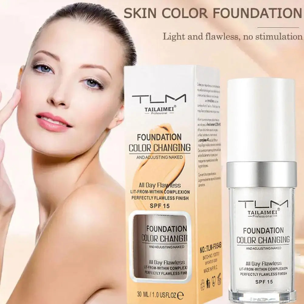 1/2/3PCs Color Changing Foundation, Temperature Liquid Foundation Naturally Blends Moisturizing Foundation Makeup Waterproof Quake