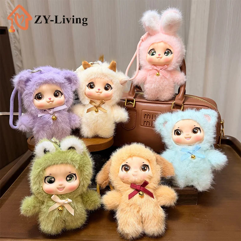 1Pcs Cute Family Series Animals Vinyl Face Plush Forest Doll Pendant Backpack Decoration Gifts Quake