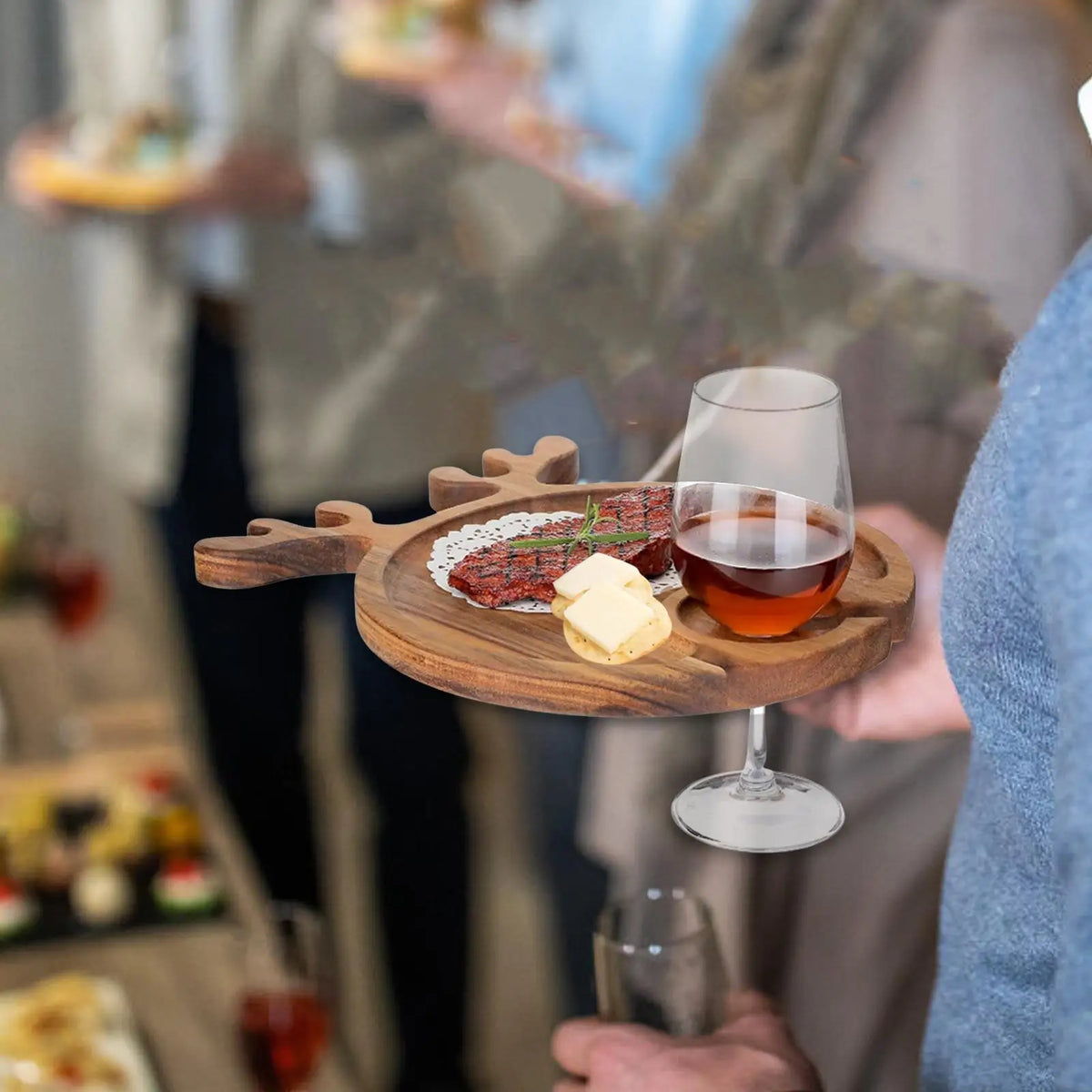 Appetizer Serving Plate Snack Serving Tray Wooden with Cup Holder Board for Holiday Hotel Restaurant Cheese Meats Quake