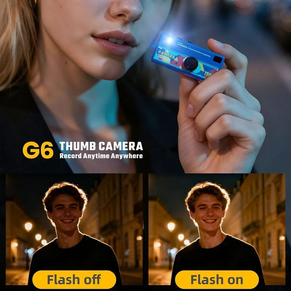 G6 Retro Mini Keychain Thumb Camera 1080P HD Recorder Built-in Flash Auto Focus 130 Wide Angle Lens LCD Screen Portable Camera Quake