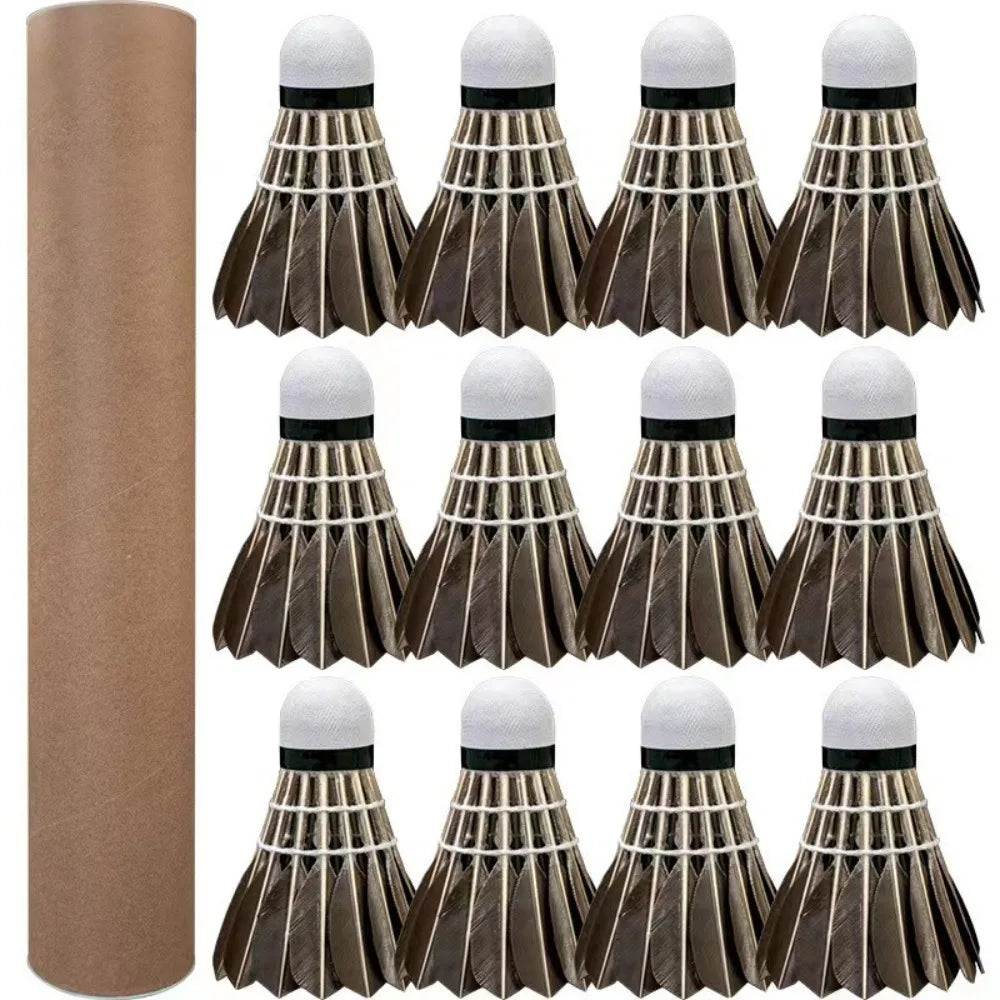 Professional Badminton Shuttlecock Black Goose Feather Badminton Shuttlecock Training Sport Badminton Ball Quake 12Pcs