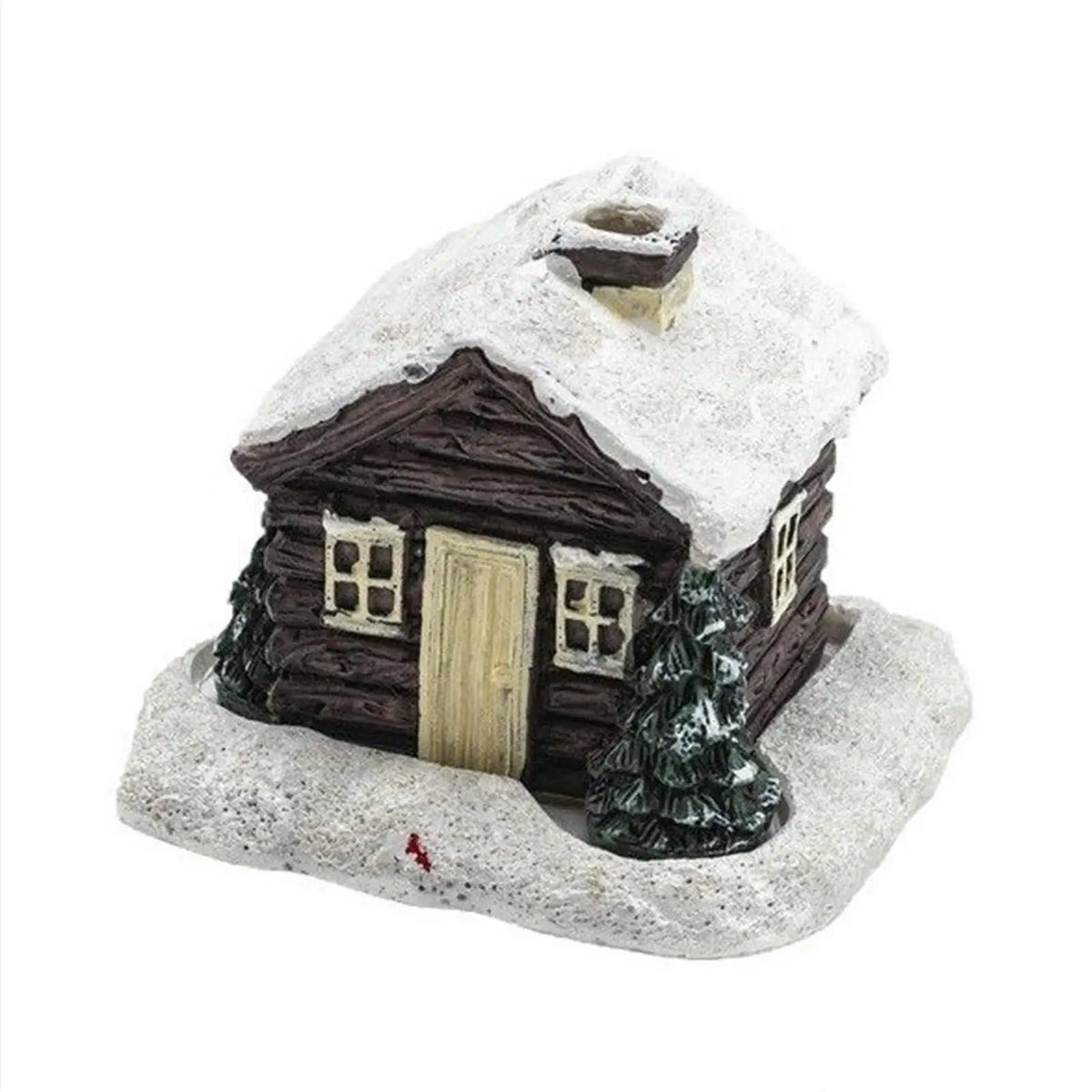 Snowy Winter Log Cabin Incense Cone Burner Miniature Resin Cottage Holiday Decor for Home Relaxation Quake Default Title