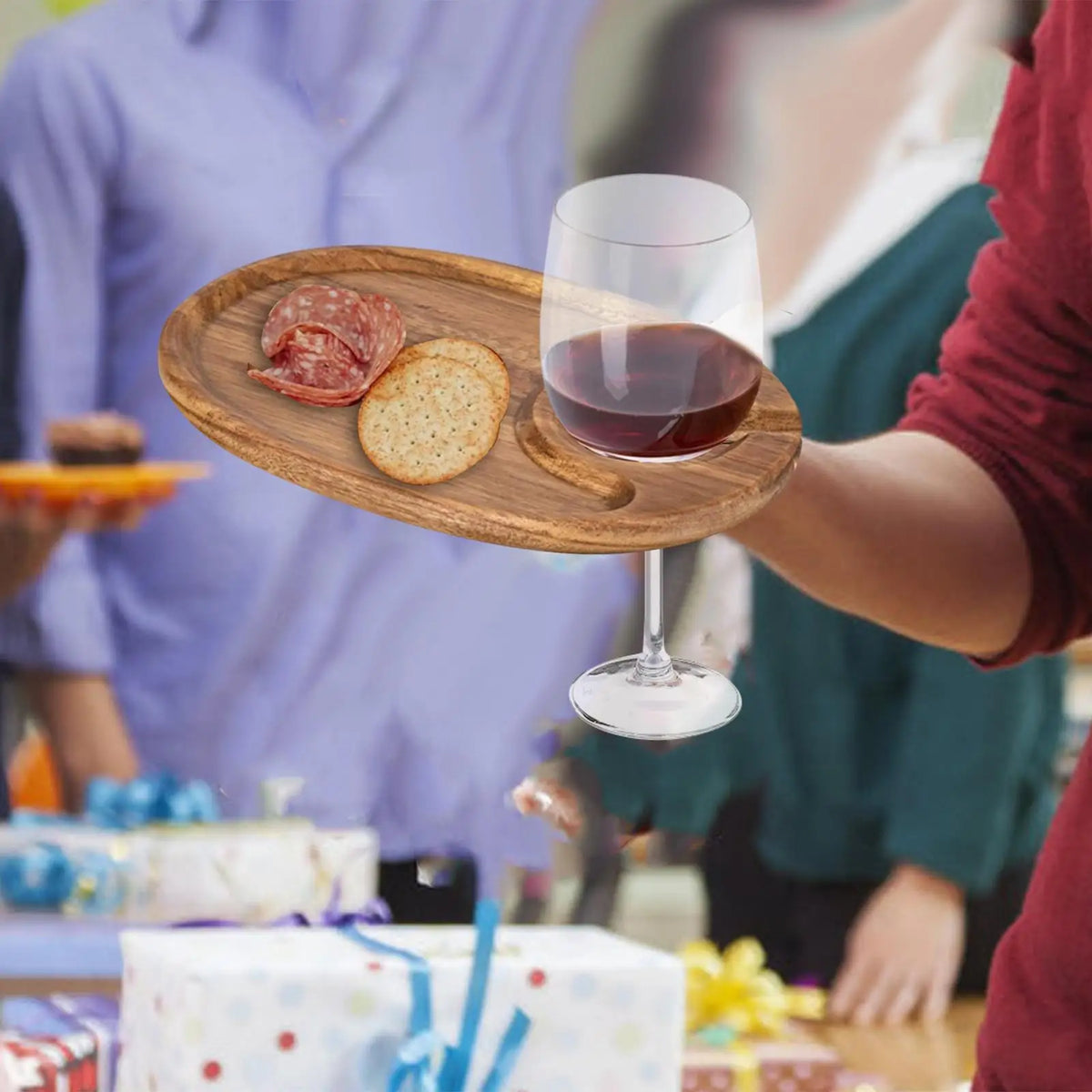 Appetizer Plate with Drinks Holder Lightweight Cupcake Board Snack Tray for Wedding Home Catering Vegetables Quake Oval