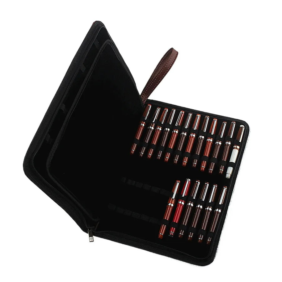 PU Leather Pen Holder Case for 10 24 36 48 Pens Waterproof Storage Organizer Quake