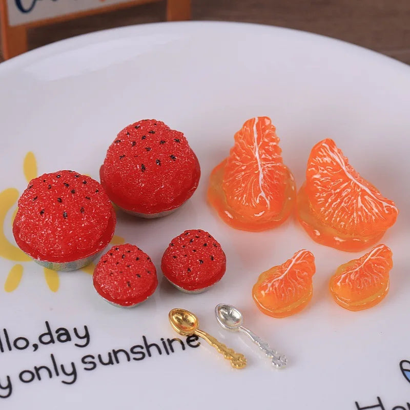 50pcs Creative Watermelon Slushy Orange Ornament Simulation Food Miniature For Desktop Decor DIY Resin Crafts Home Accessories Quake