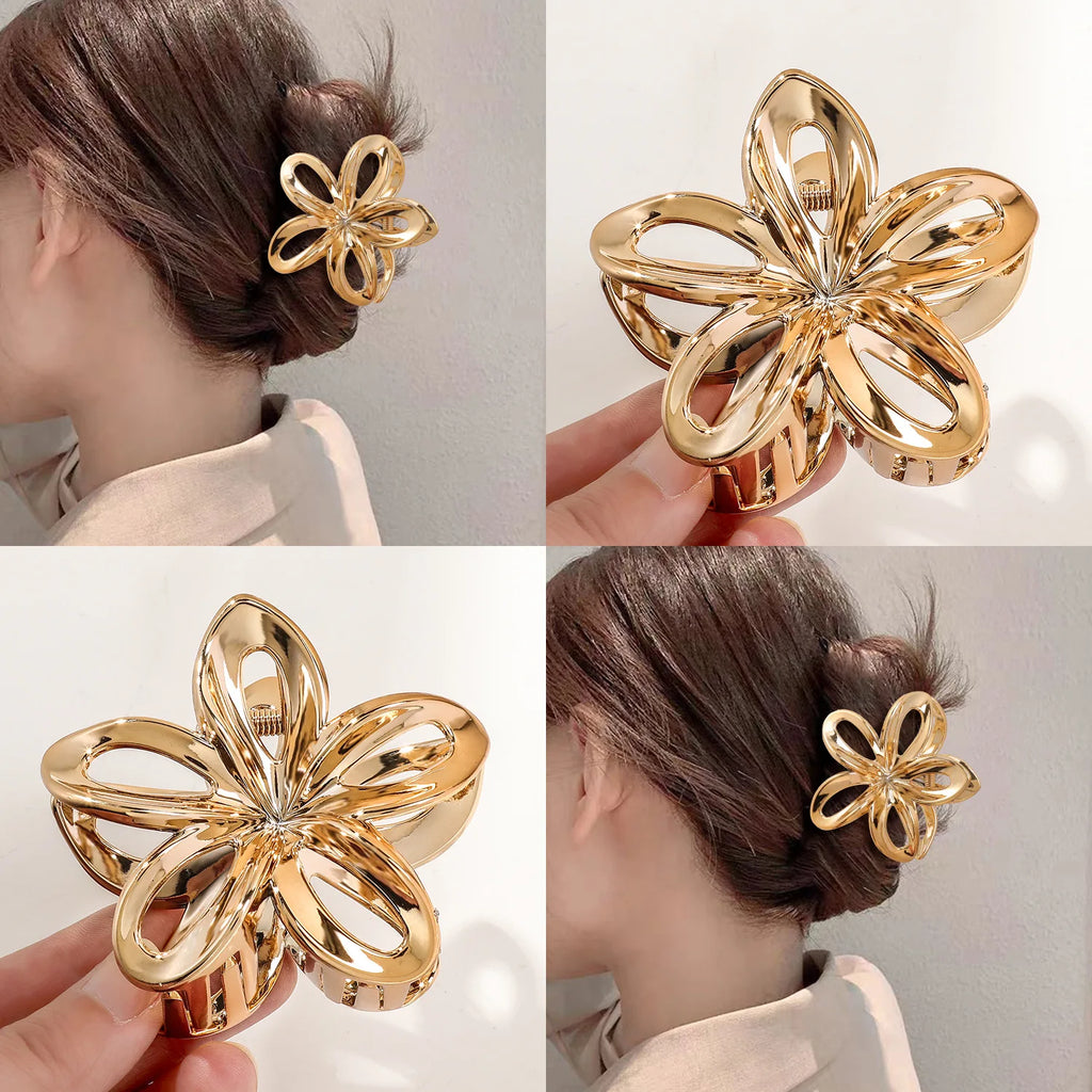 Hollow Flower Hair Claw Clips Women Girls Crab Clip Floral Hair Claws Ponytail Holder Hairpin Barrette Vacation Party Headwear Quake