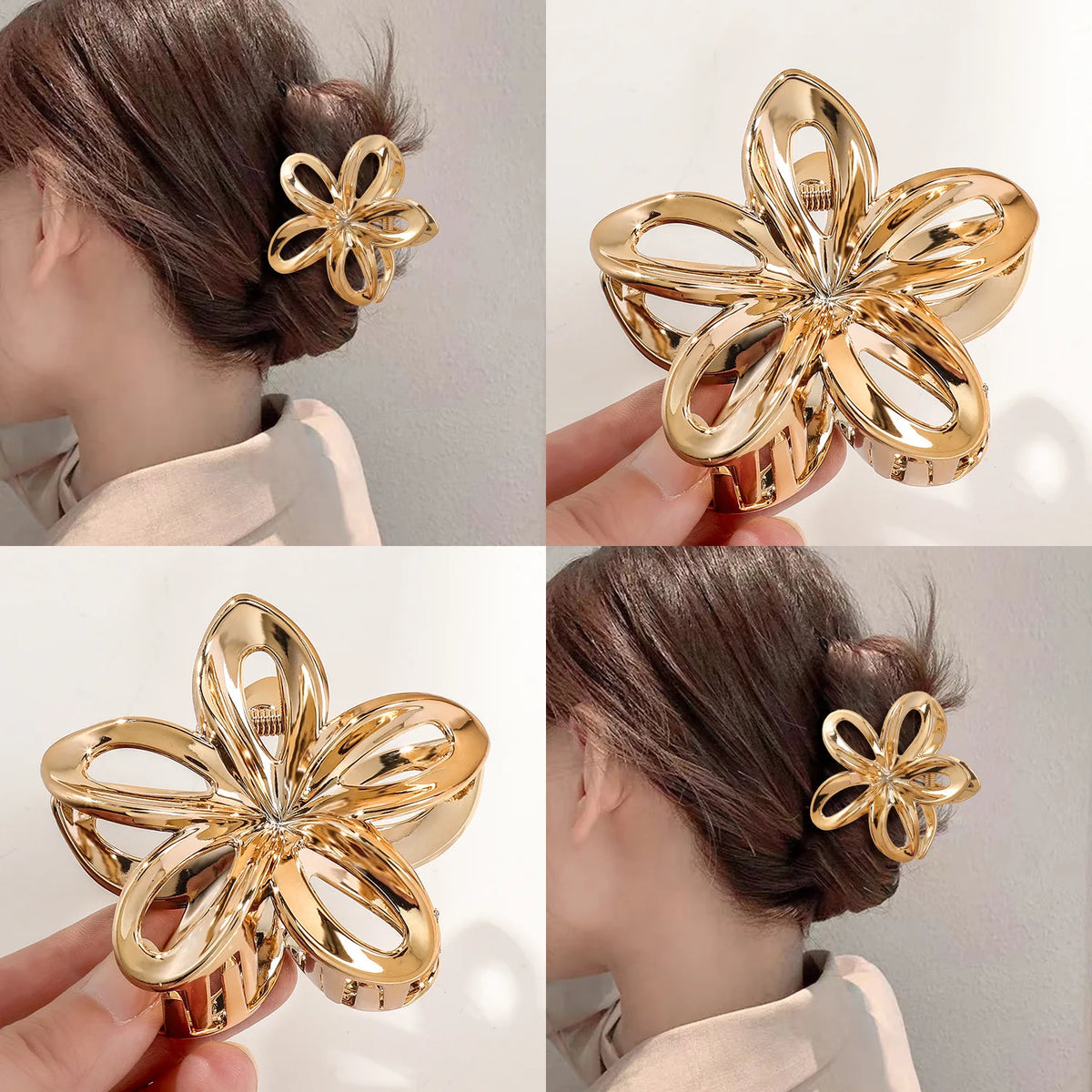 Hollow Flower Hair Claw Clips Women Girls Crab Clip Floral Hair Claws Ponytail Holder Hairpin Barrette Vacation Party Headwear Quake